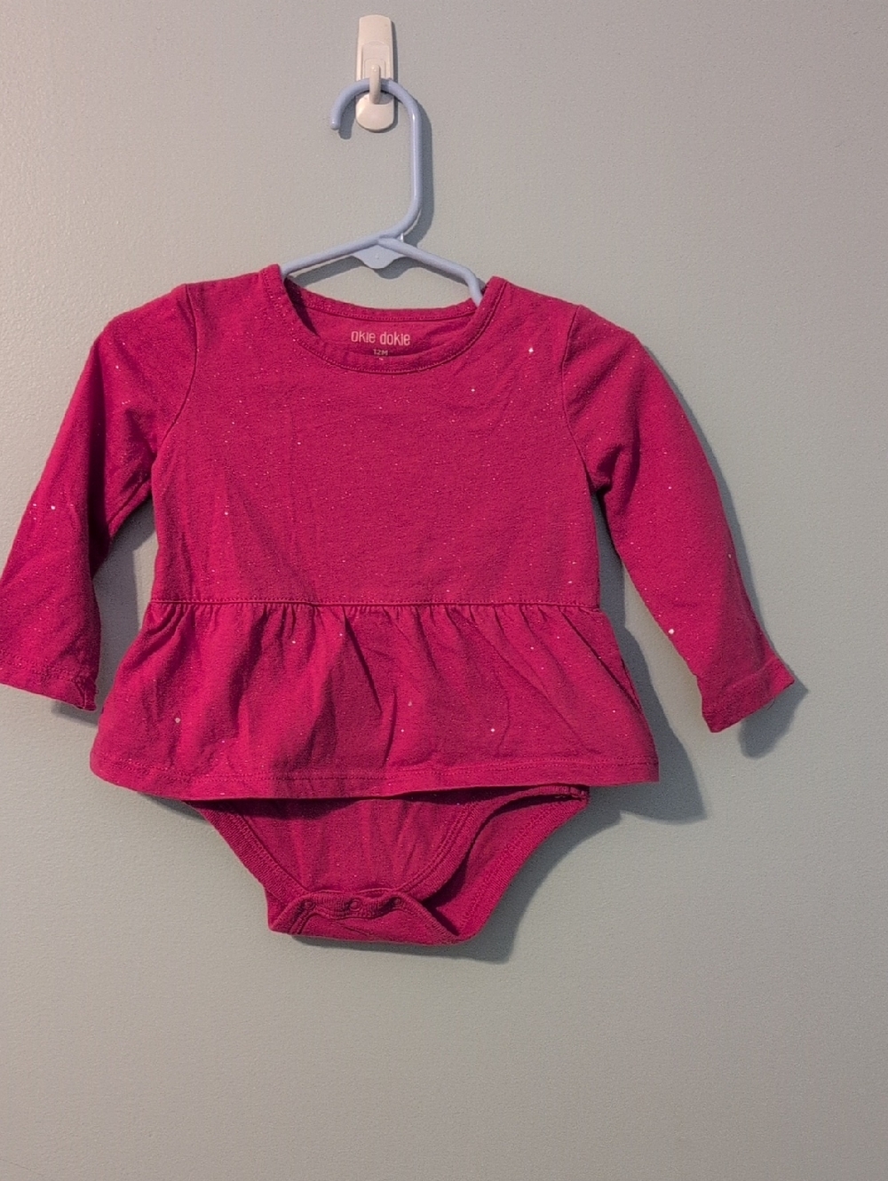 okie dokie Sparkle Magenta Peplum Bodysuit